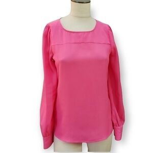 J. Crew | XS hot pink long sleeve blouse